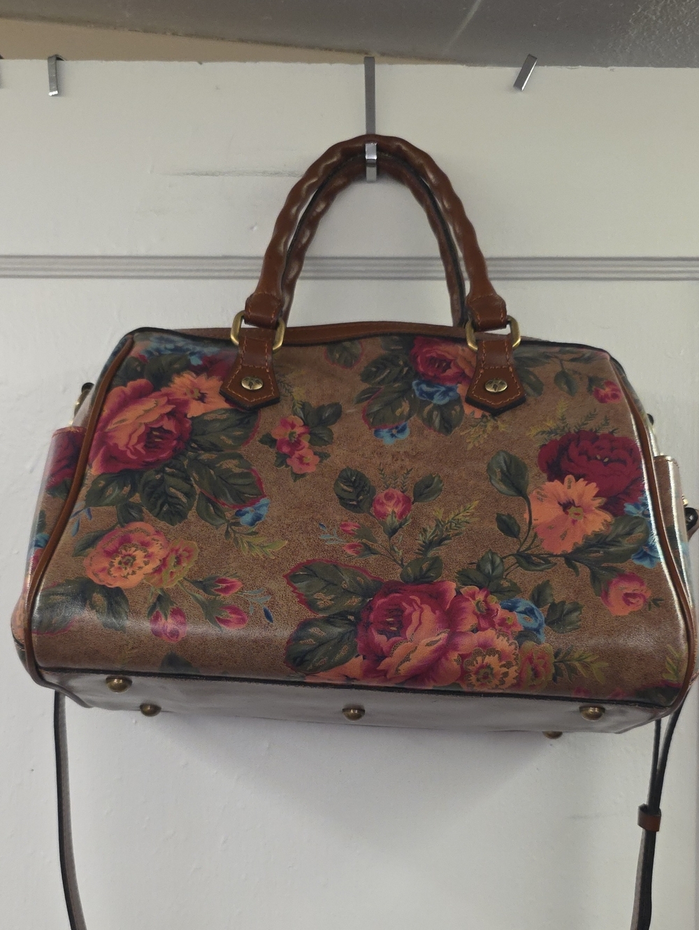 Patricia Nash Vintage Victorian Garden Leather Satchel Crossbody Bag